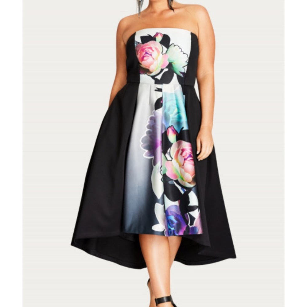 City Chic Water color high low dress